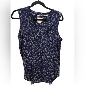 Maeve by Anthropology Dark Blue Banana Blouse. EUC